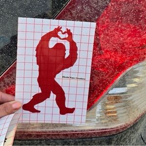 6” tall Red Glitter Sasquatch Vinyl Decal